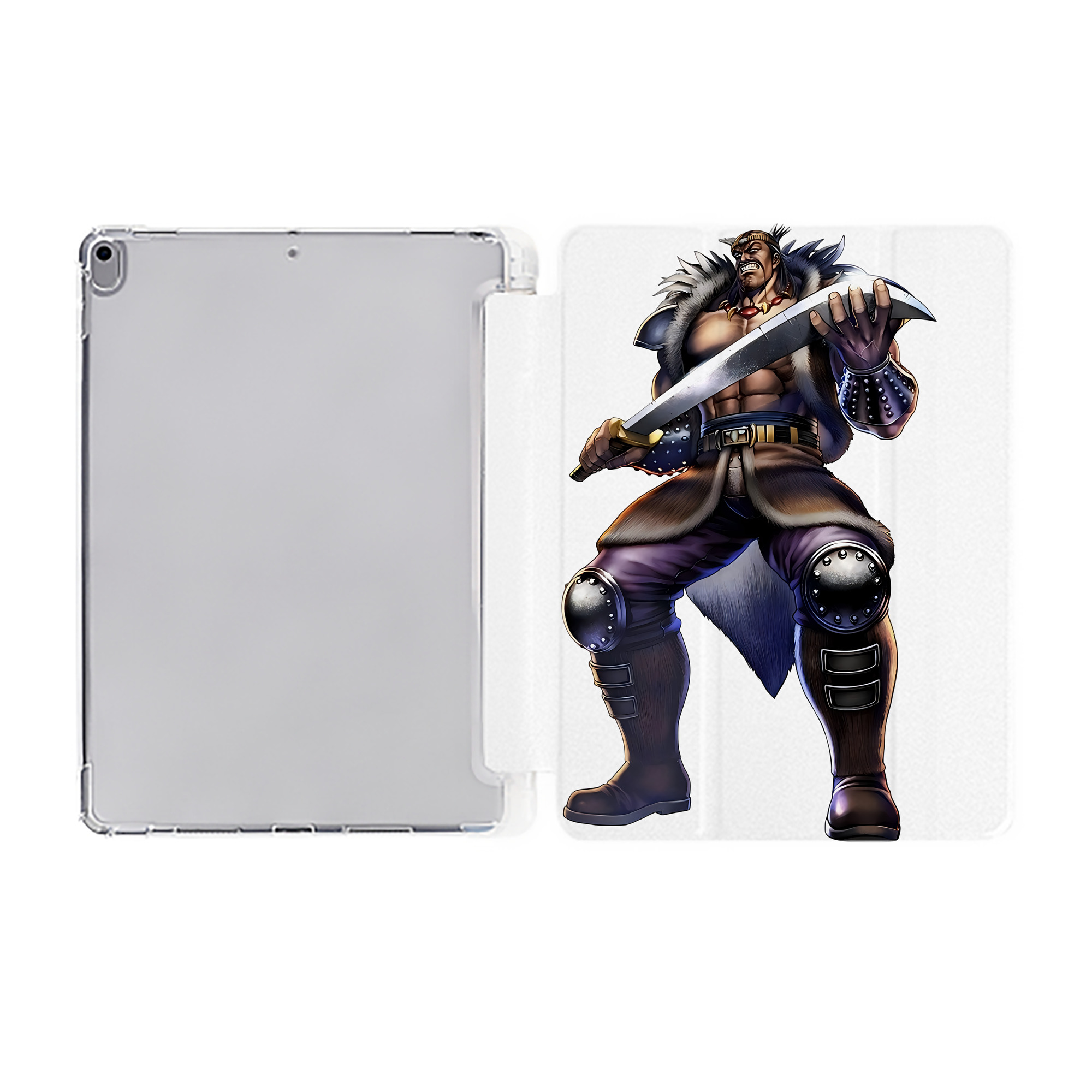 （画像用） 北斗の拳 Fist of the North Star IPad ケース ペン収納付き 三つ折りスタンド PUレザー×シリコン 対応機種9.5/10.5/10.9インチ
